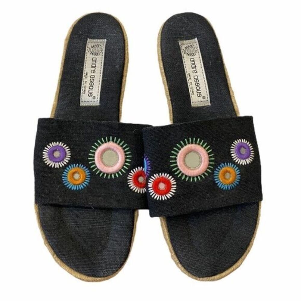 Andre Assous Embroidered Espadrille Slides